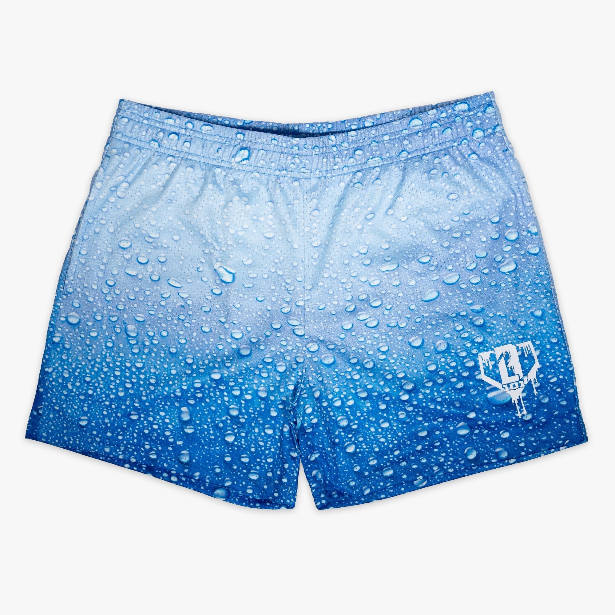 Rain Delay Droplet Shorts - Water Pattern Mesh Polyester 5" Inseam