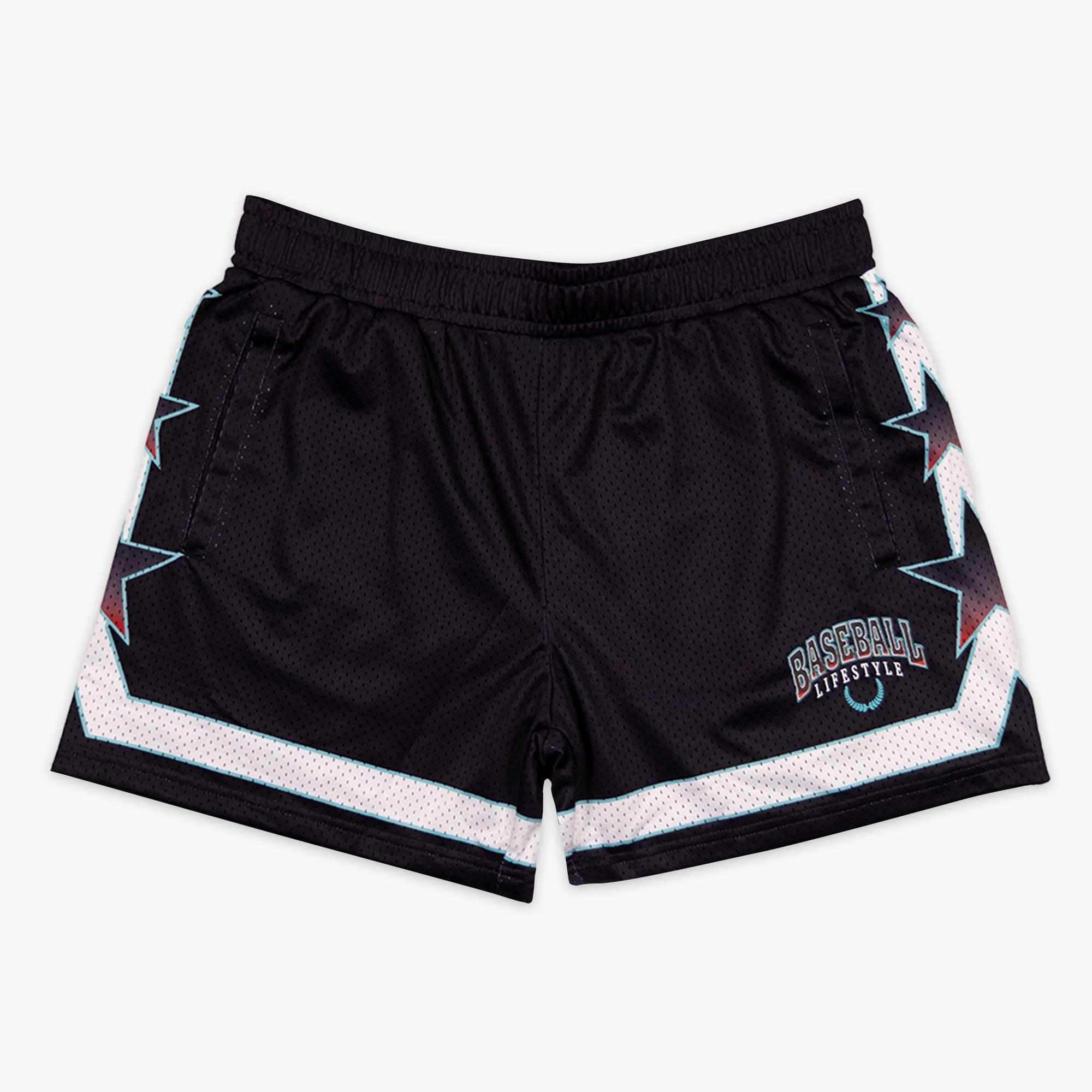 Champions Star Youth Shorts Black/Teal - Moisture Wicking Polyester Athletic Mesh