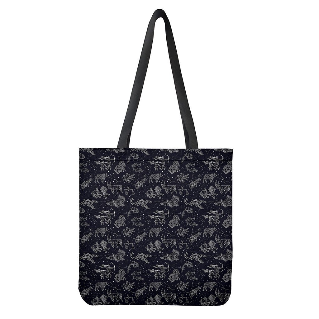 Zodiac Constellation Pattern Print Tote Bag - Polyester Double-Sided Lightweight