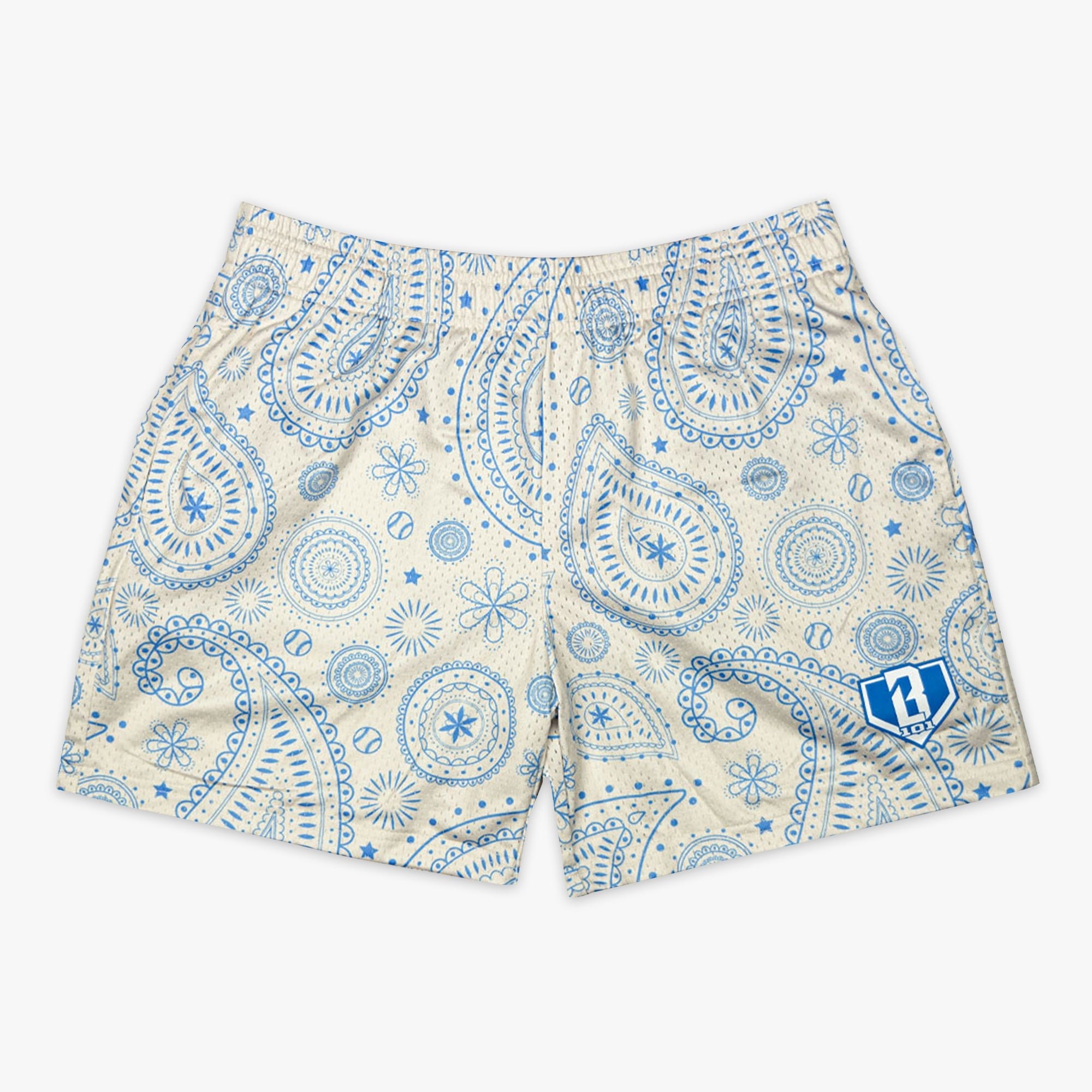 Paisley Shorts - Bone/Light Blue Mesh Baseball Lifestyle 5" Inseam