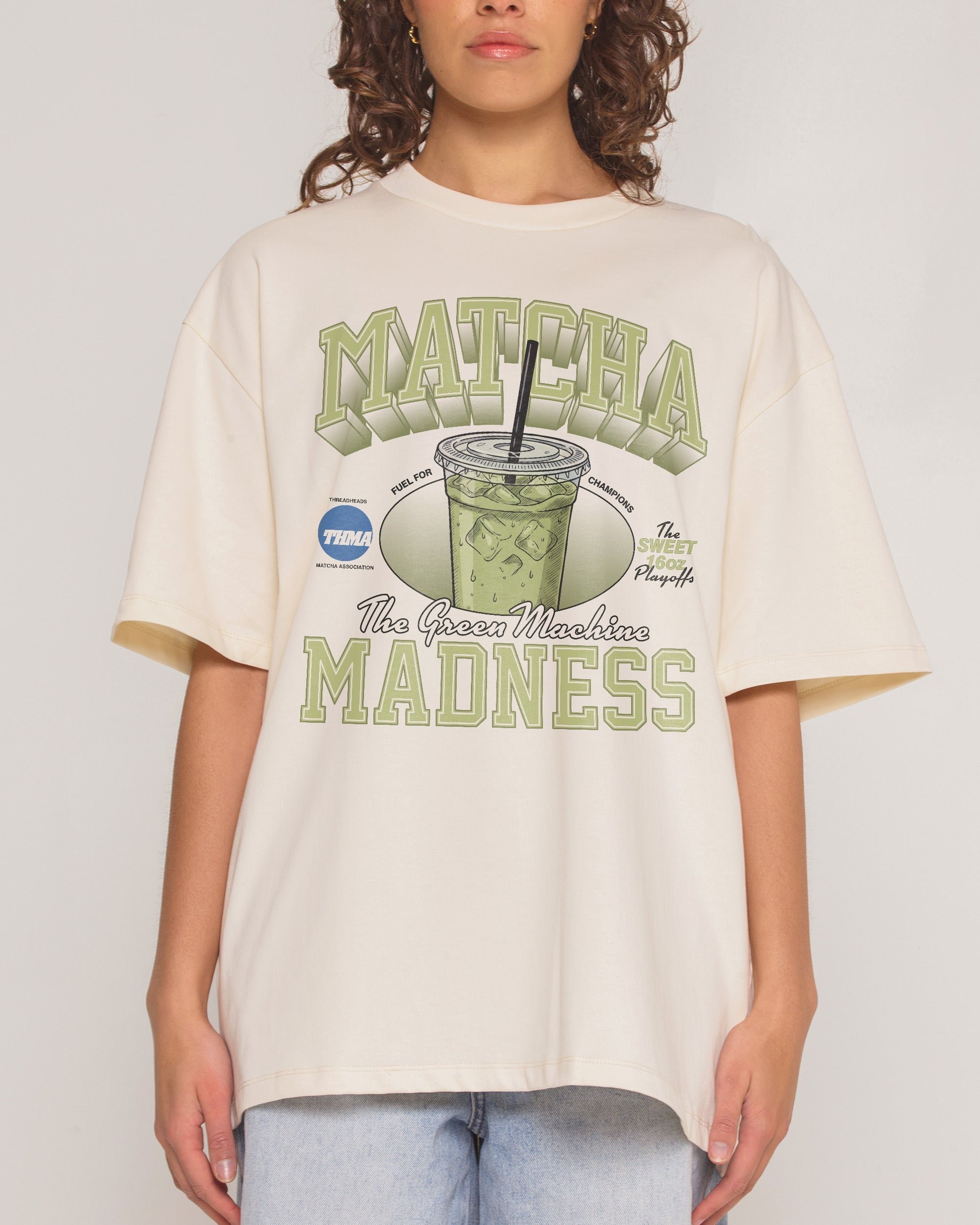 Matcha Madness Oversized Graphic Tee - Threadheads 90s Boxy Fit 100% Combed Cotton