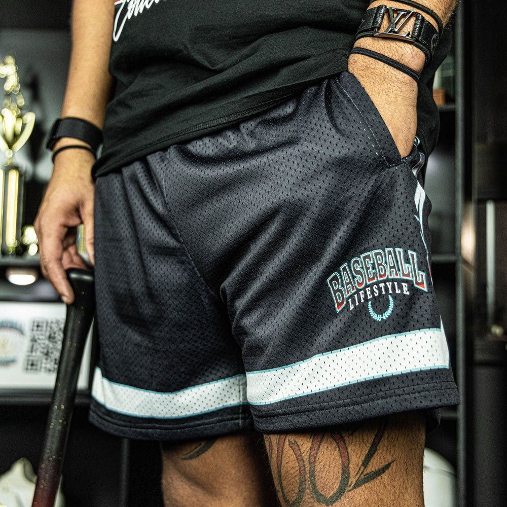 Champions Star Youth Shorts Black/Teal - Moisture Wicking Polyester Athletic Mesh