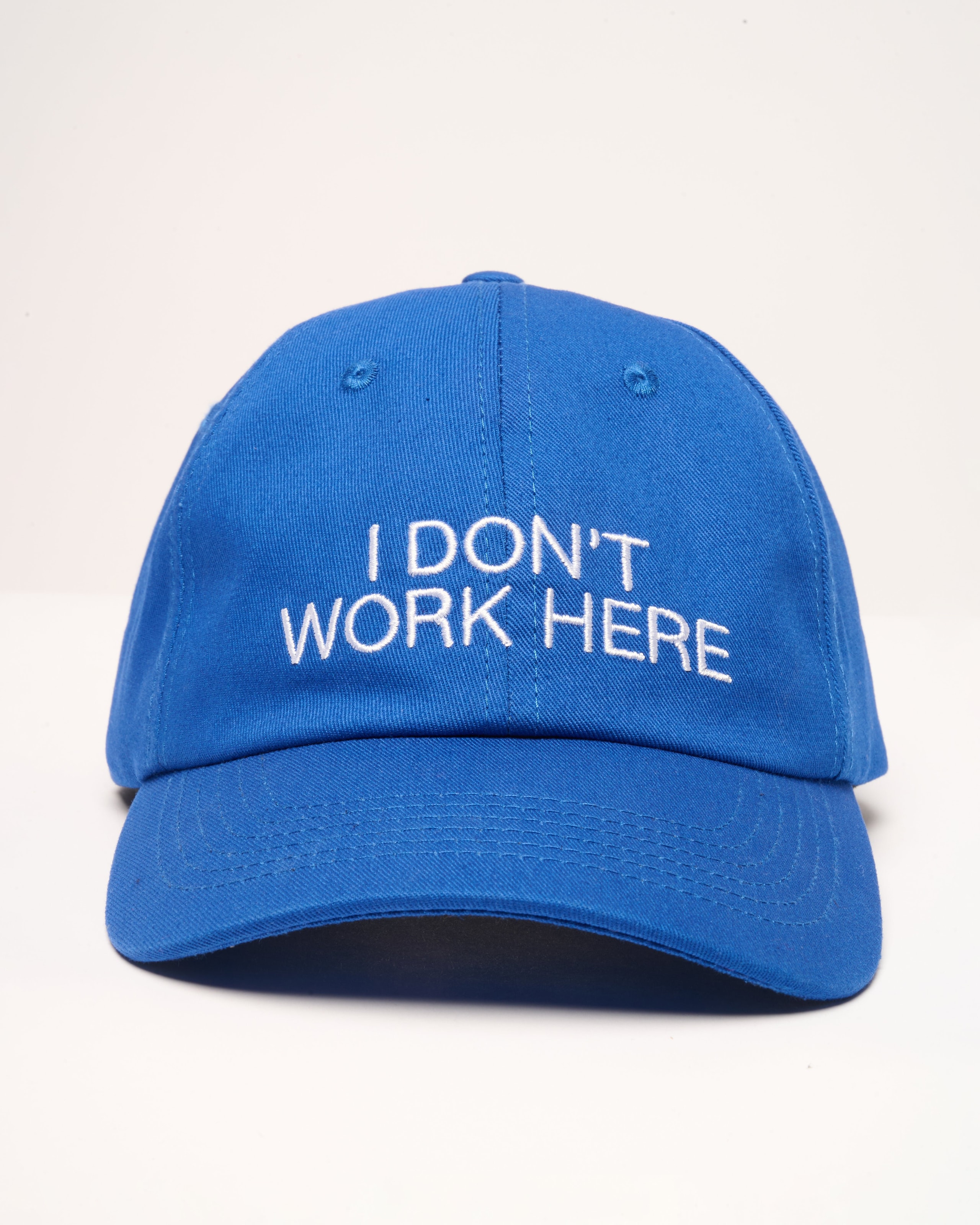 I Don't Work Here Unisex Cotton Embroidered Hat - Adjustable Breathable Cap