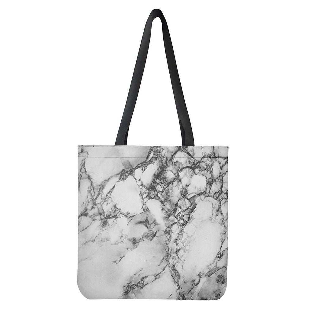 White Dark Grey Marble Print Tote Bag - Polyester Double-Sided Shoulder Bag