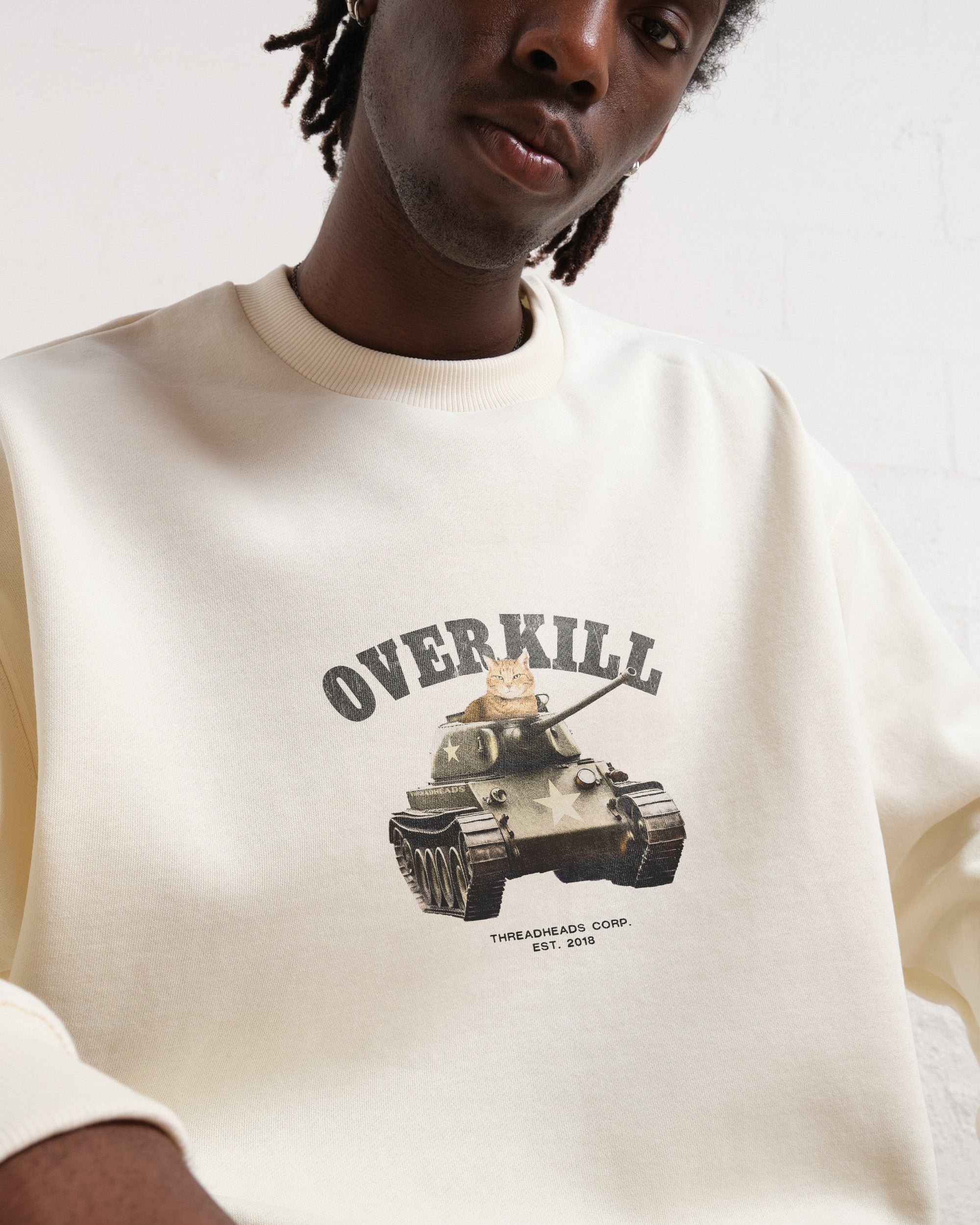 Overkill Sweatshirt - Premium Unisex Graphic Sweatshirt by Threadheads