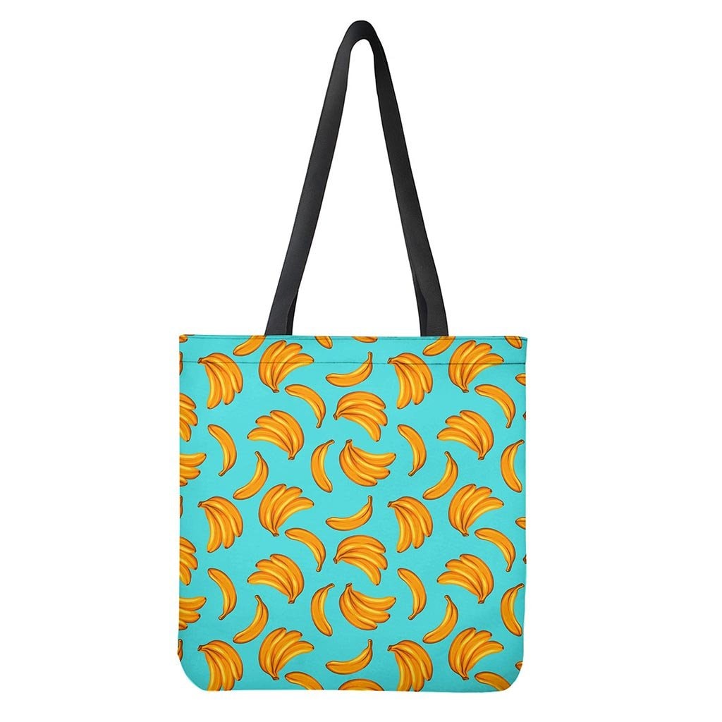 Blue Banana Pattern Print Tote Bag - Polyester Double-Sided Lightweight Shoulder Carry
