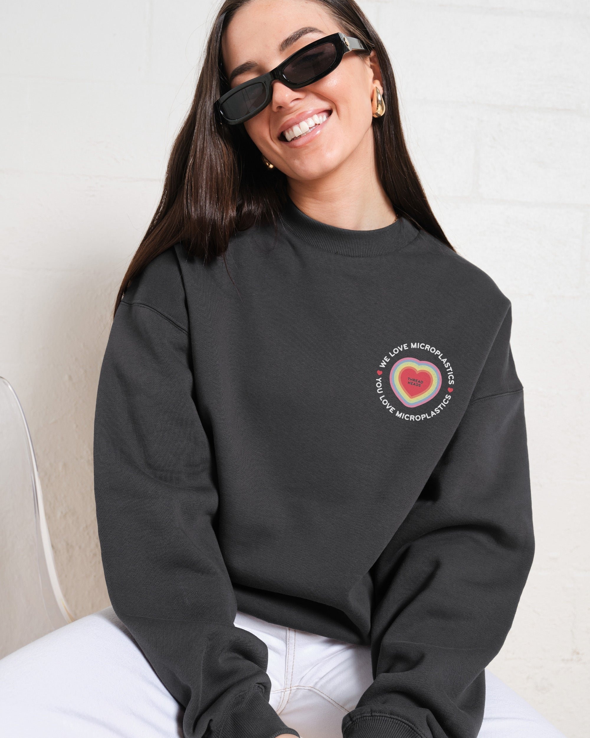 We Love Microplastics Sweatshirt - Premium Unisex Graphic Sweatshirt