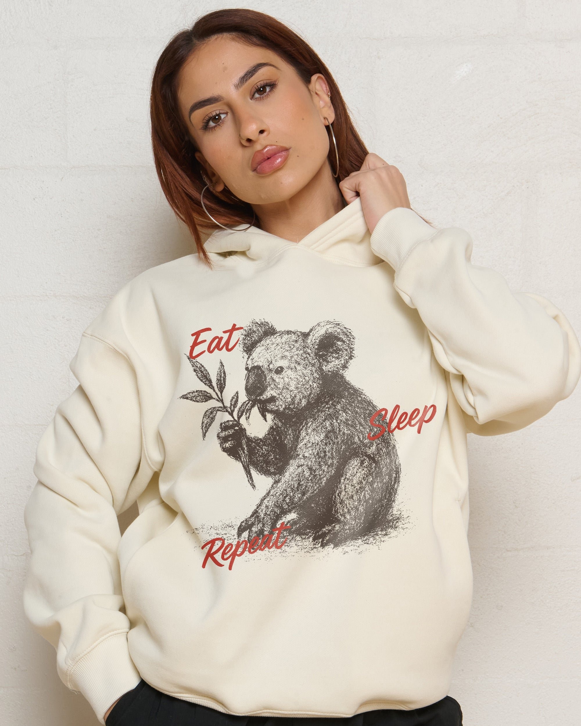 Eat Sleep Repeat Unisex Graphic Hoodie - 90s Boxy Fit, 340gsm Cotton-Poly