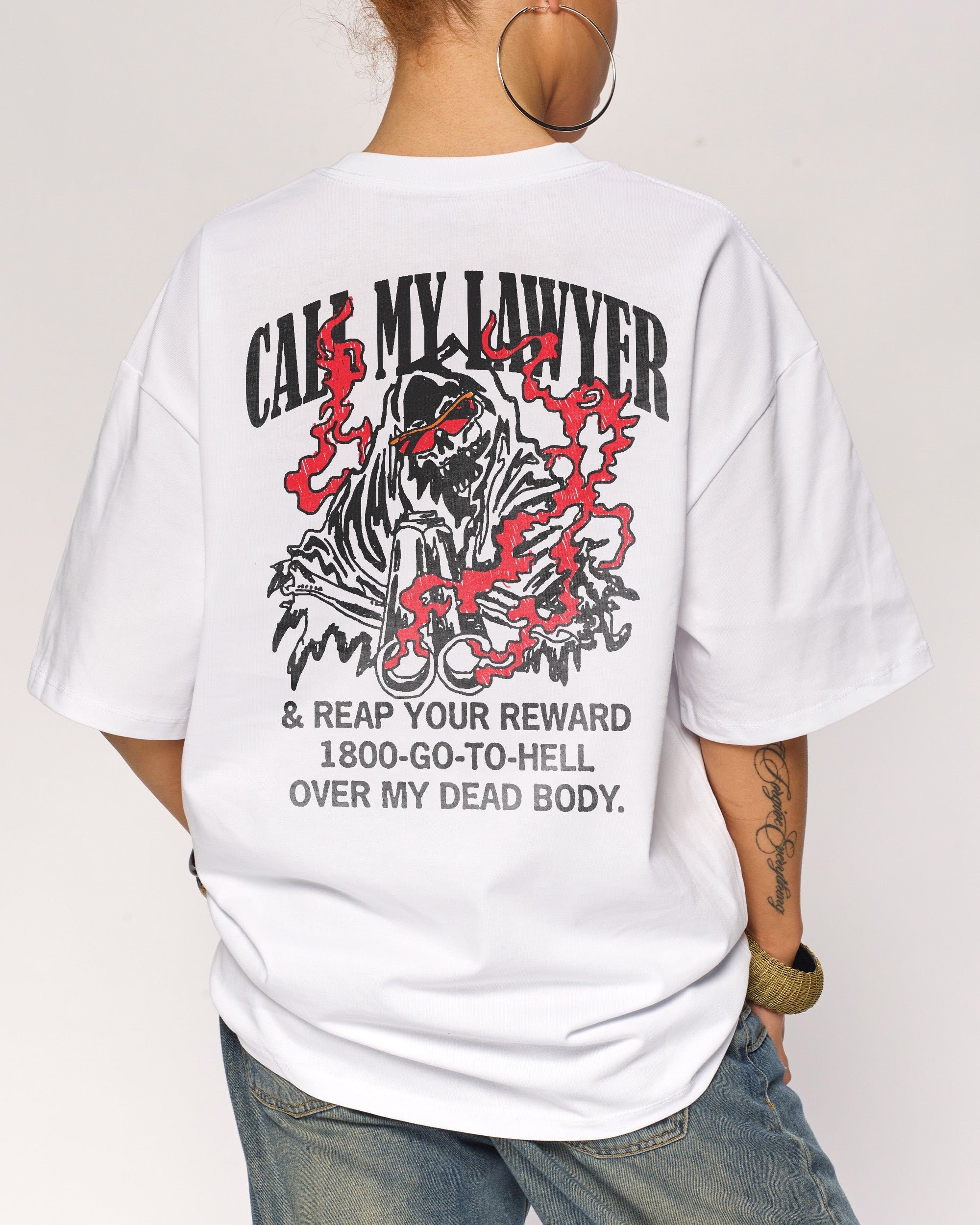 Call My Lawyer Reaper Edition Oversized Graphic Tee - Threadheads Unisex