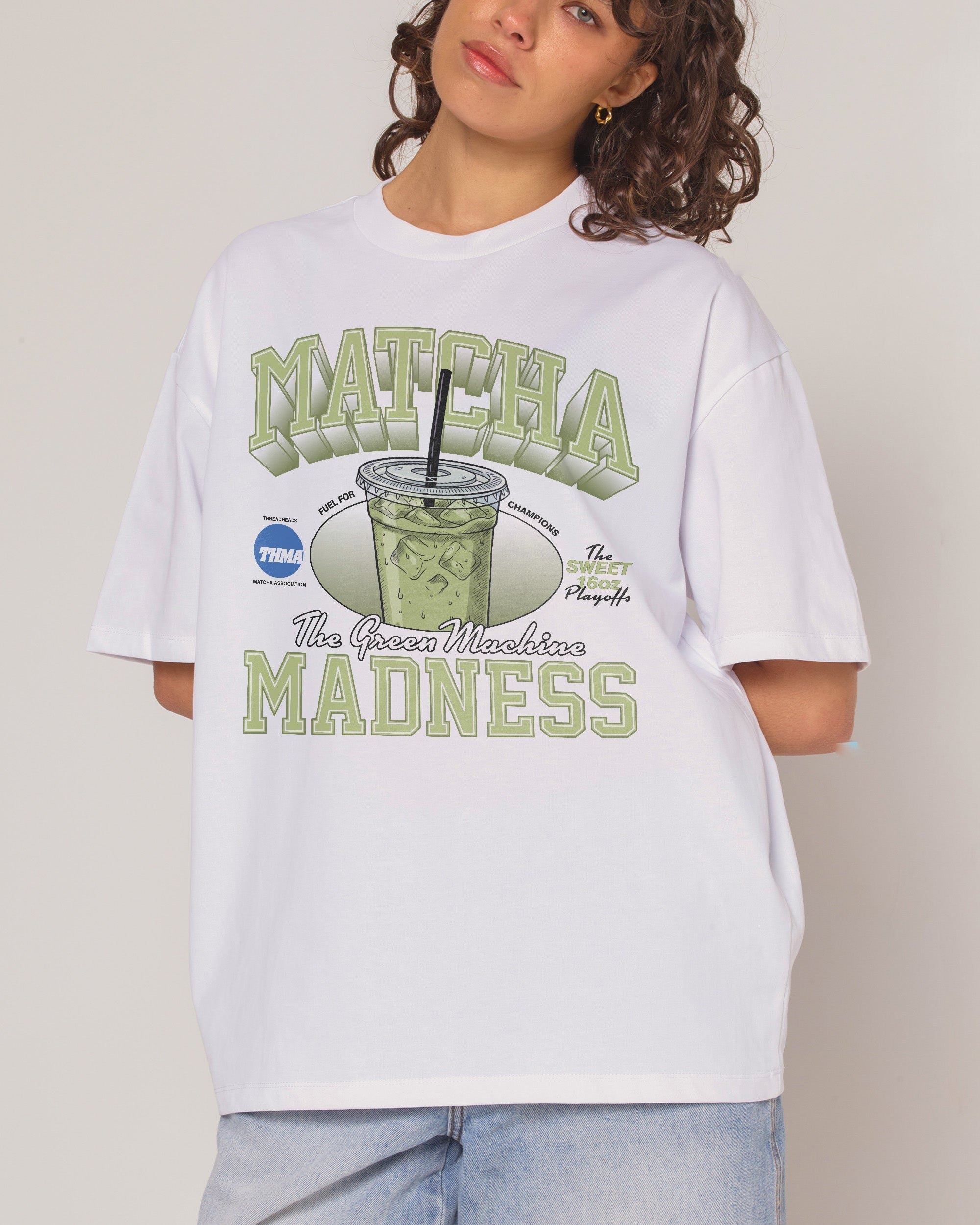 Matcha Madness Oversized Graphic Tee - Threadheads 90s Boxy Fit 100% Combed Cotton