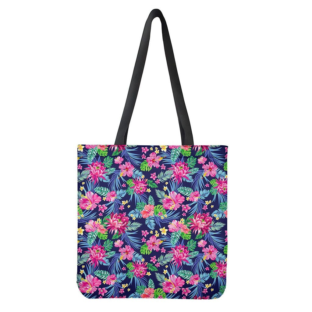 Blossom Tropical Flower Pattern Print Tote Bag - Polyester Double-Sided Lightweight