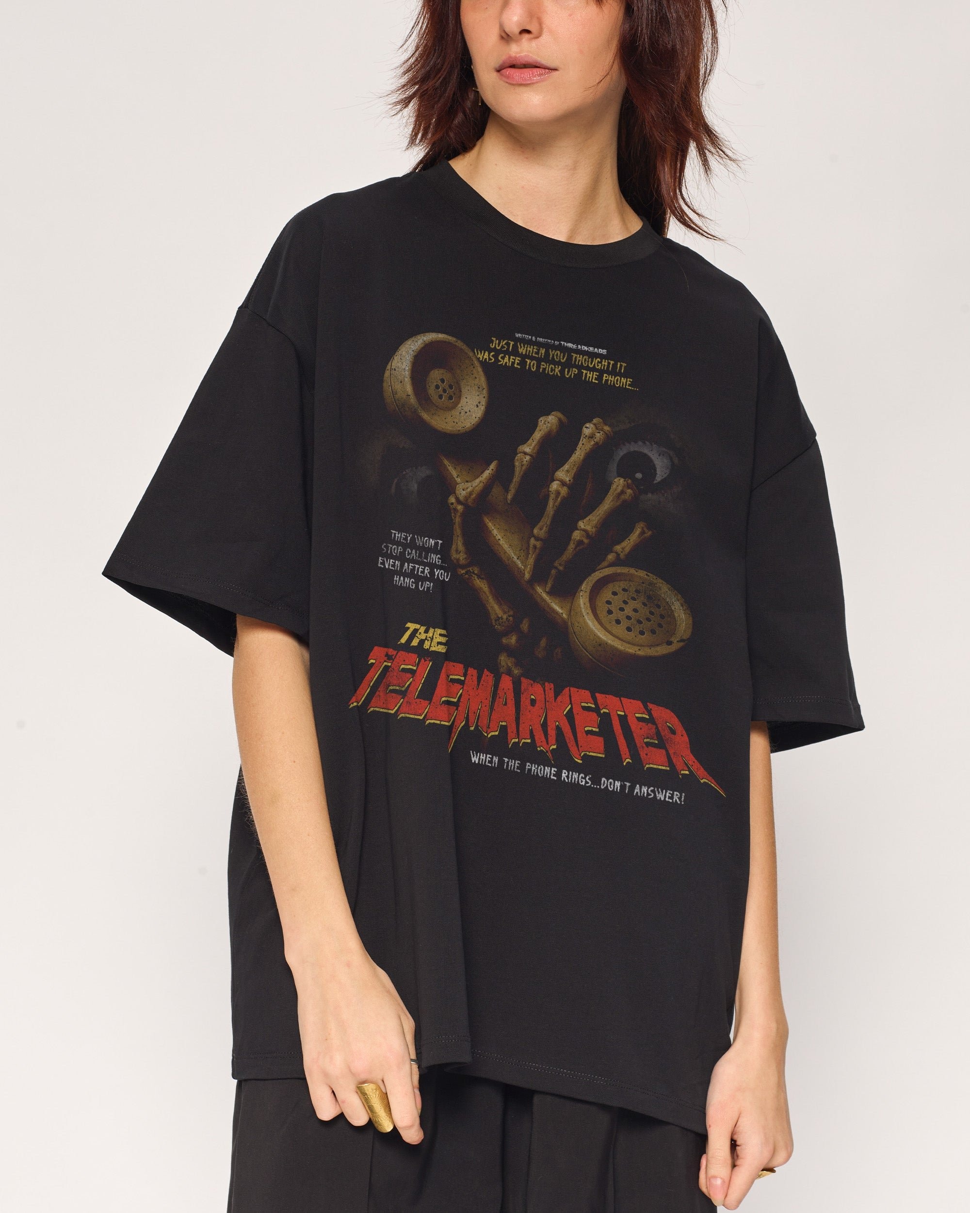 Threadheads Telemarketer Oversized Graphic Tee - 90s Boxy Fit Unisex Cotton T-Shirt