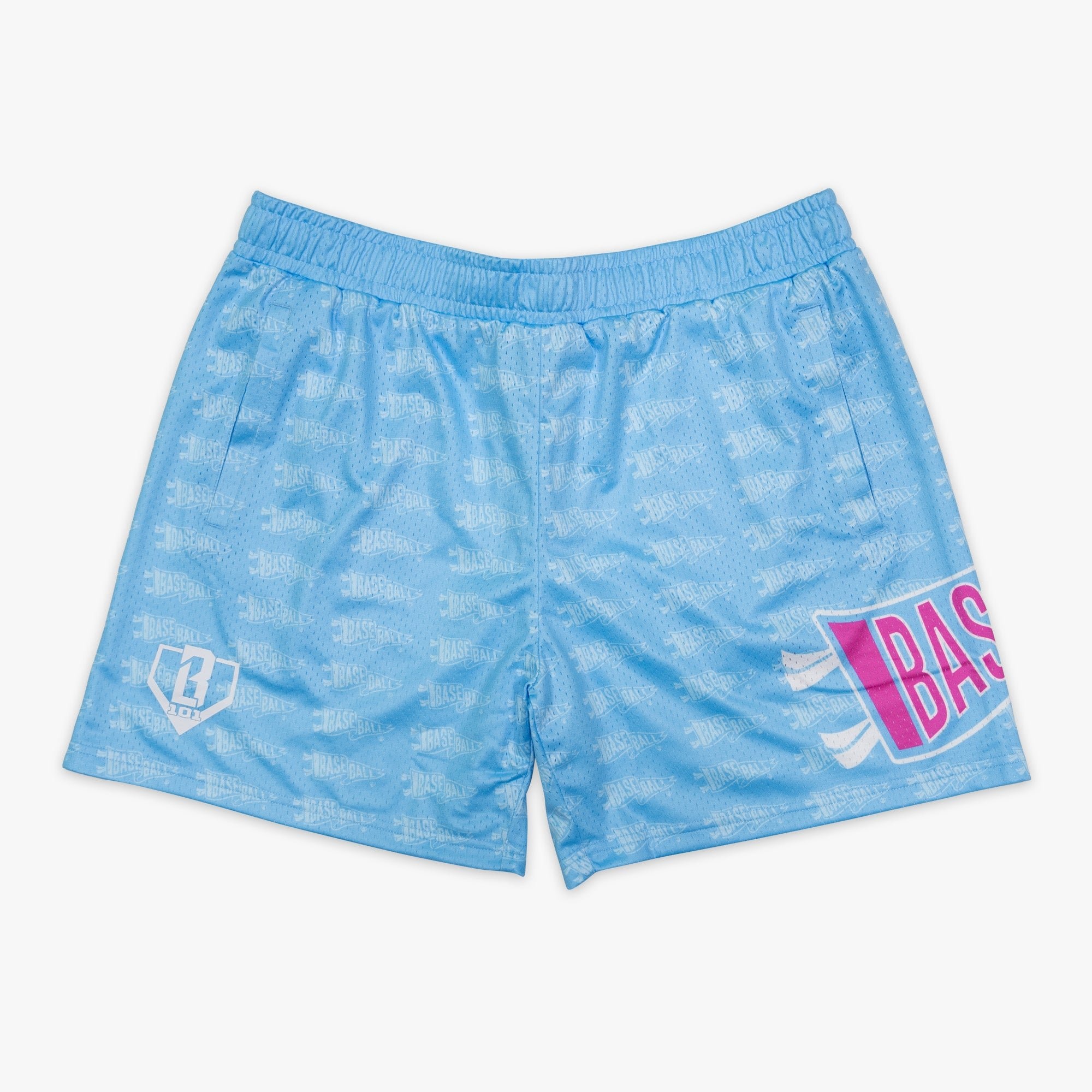 Pennant Shorts Cotton Candy Blue Mesh Athletic Shorts with Pockets