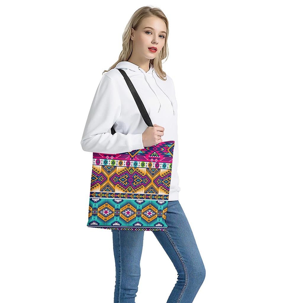 Bright Colors Aztec Pattern Print Polyester Tote Bag