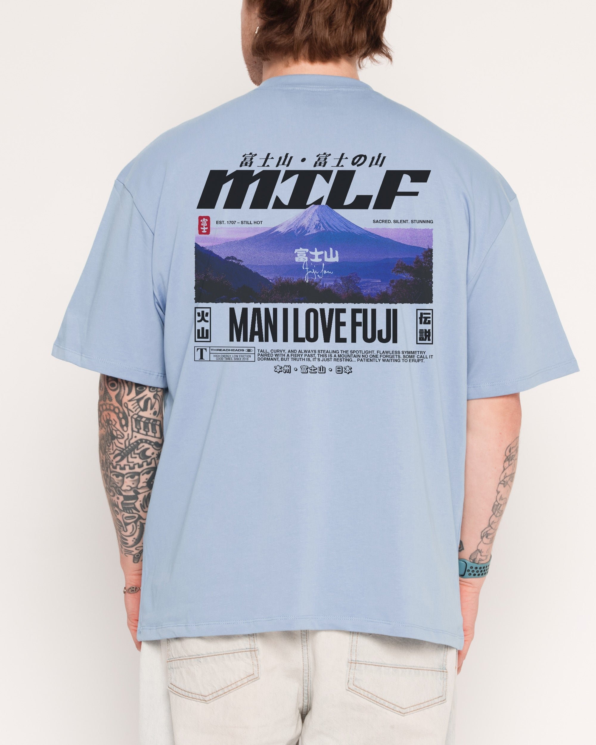 MILF Fuji Oversized Graphic Tee - Unisex 90s Boxy Fit 100% Combed Cotton 275gsm