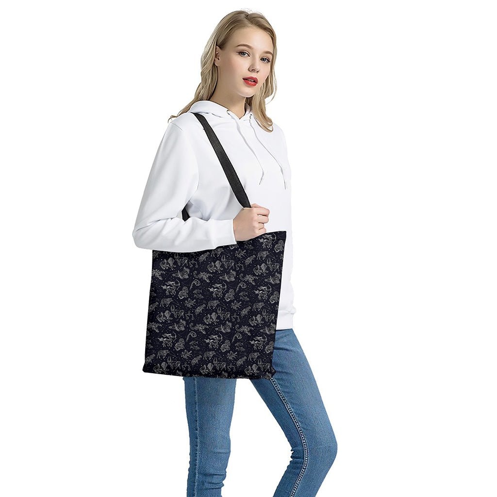 Zodiac Constellation Pattern Print Tote Bag - Polyester Double-Sided Lightweight