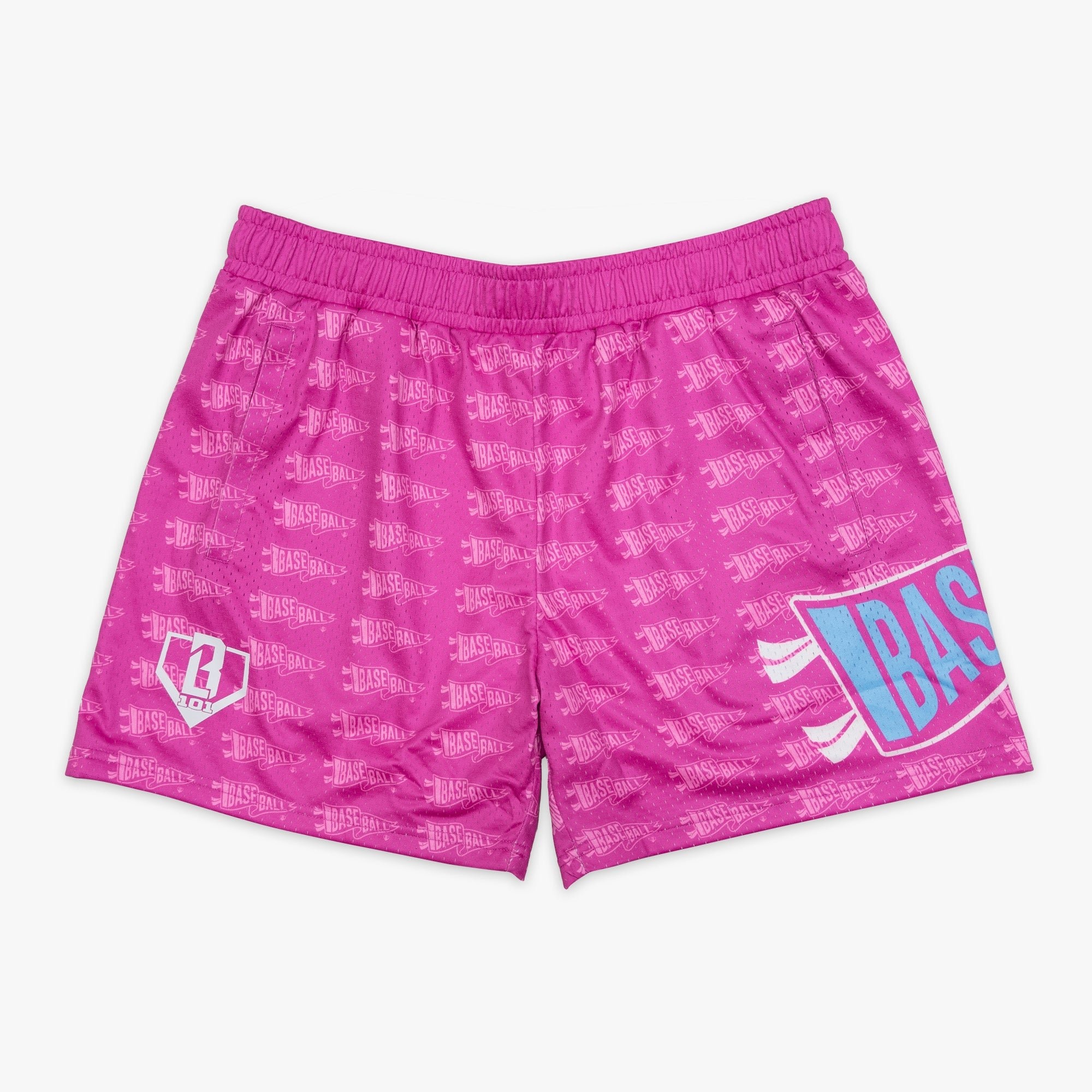 Pennant Shorts - Cotton Candy Pink Mesh Athletic Shorts with Pockets