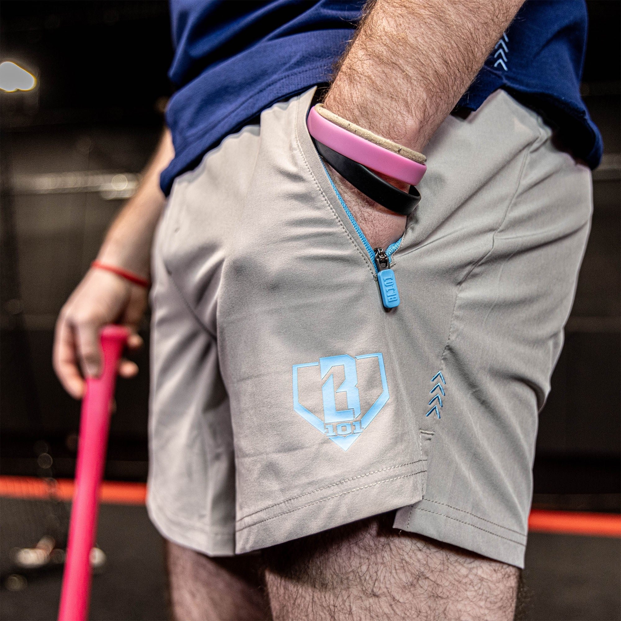 Pro Series Shorts V2 Gray Light Blue - Baseball Athletic Shorts for Men