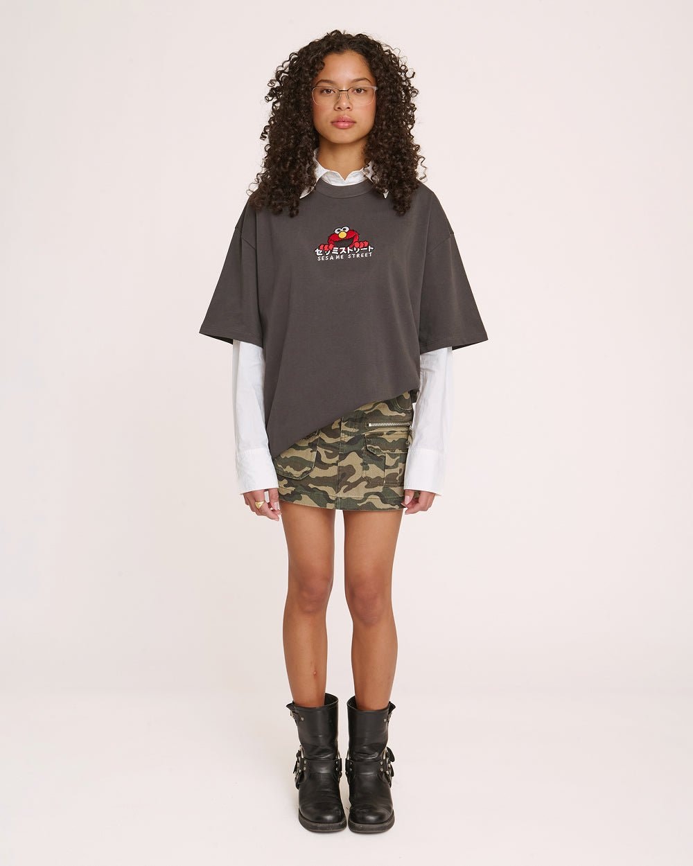 Elmo Tokyo Oversized Embroidered Tee Sesame Street Unisex 100% Combed Cotton